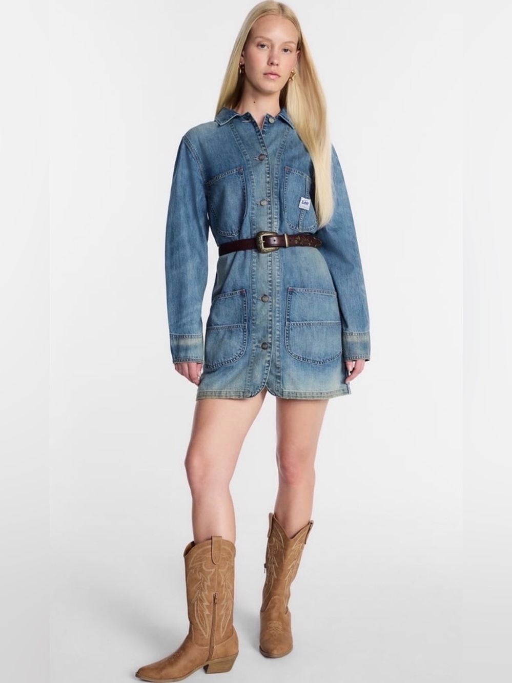 Kacey Lee Women’s Denim Chore Dress with Long Sleeves